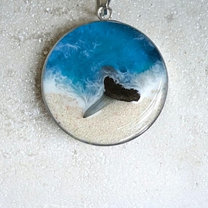 Genuine Fossilized Shark Tooth Pendant in Stainless Steel Bezel, Made in Canada