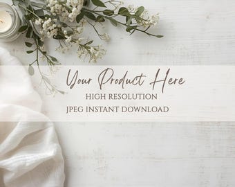 Maqueta minimalista bohemia plana - Fondo neutro PNG Descarga digital Maqueta de producto