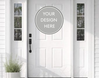 Maqueta de puerta blanca, exterior liso, maqueta de vinilo decorativo con letrero de corona (descarga digital)