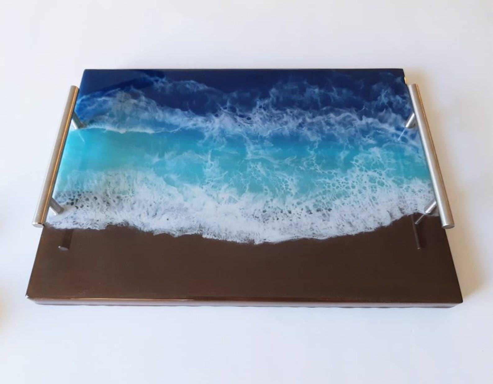 Resin Ocean Tray Rectangular Ocean Tray with Handles Wood Etsy