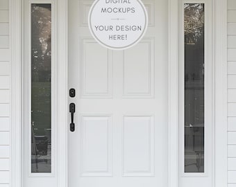 Maqueta de puerta de entrada blanca, corona y calcomanía (descarga digital)