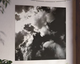 Black and White Cloud Photograph - Printed on Fine Art Poster - Wall Art - Home Decor - Sky Art - Cloud Art