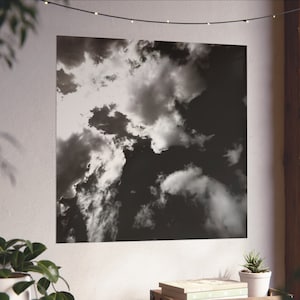 Black and White Cloud Photograph - Printed on Fine Art Poster - Wall Art - Home Decor - Sky Art - Cloud Art