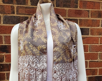 Batik scarf Indonesian-Javanese style with floral design, spring scarves