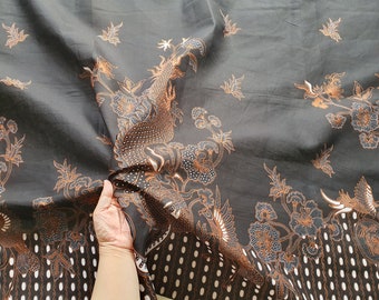 Indonesian dragon batik fabric, Javanese traditional sarong for men in brown and black