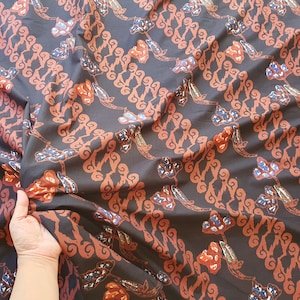 Indonesian batik fabric kebaya encim, traditional javanese sarong parang floral black sogan