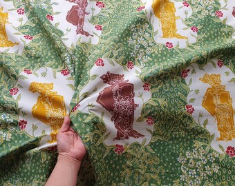 Indonesische handgetekende stof, sarong groene Srikandi van wayang schaduwpop