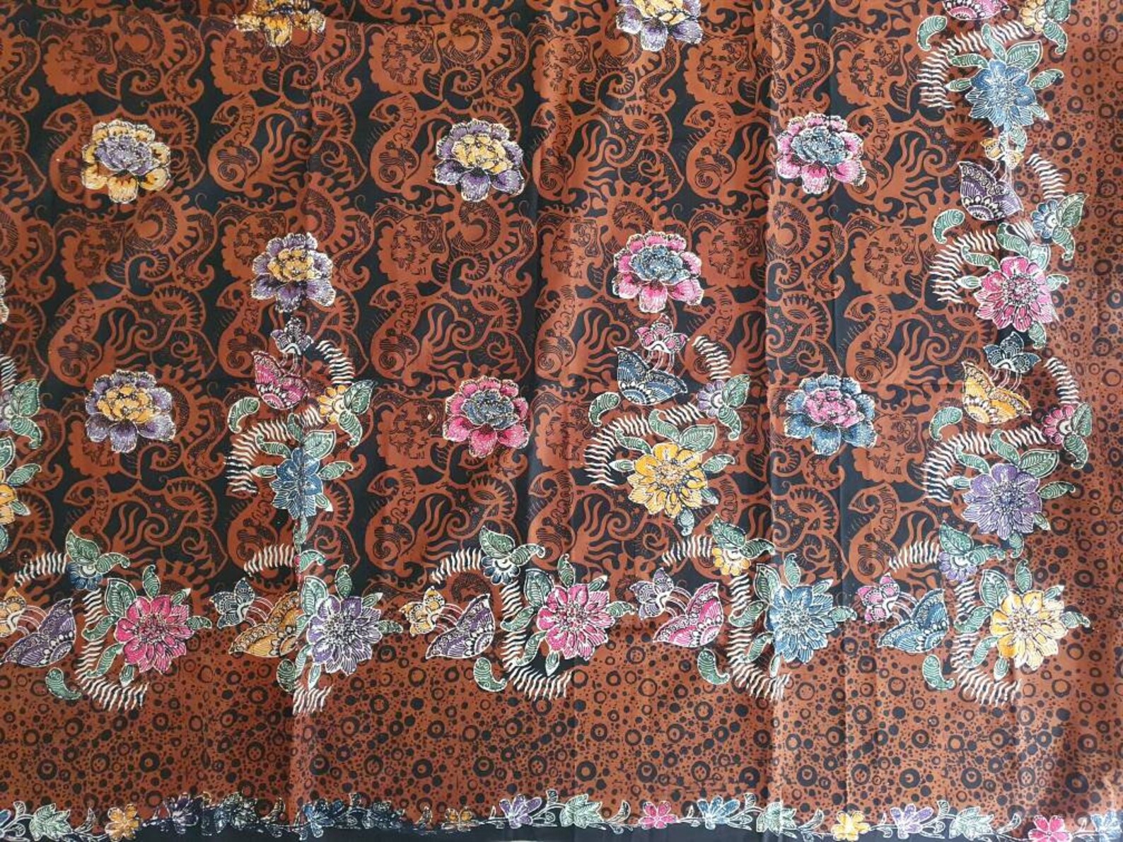 Javanese Batik Cap, Indonesian Floral Block Stamped Fabric, Boho Sarong ...