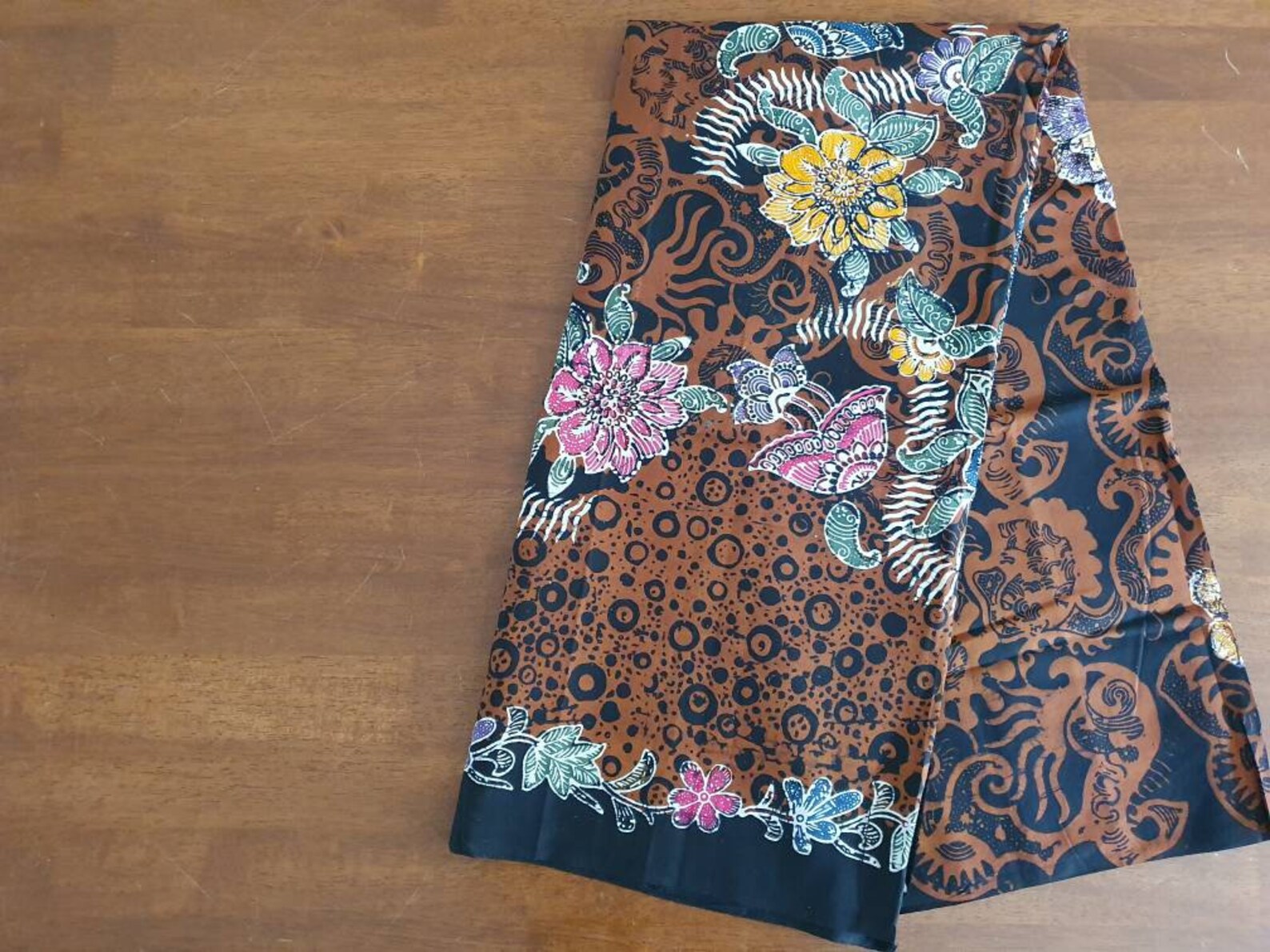Javanese Batik Cap, Indonesian Floral Block Stamped Fabric, Boho Sarong ...