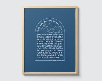 finish each day and be done with it art print // ralph waldo emerson quote, emerson quote art