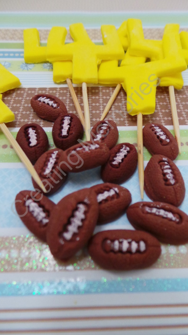 24 EDIBLE FOOTBALL TOPPERS fondant football for cupcakes Etsy