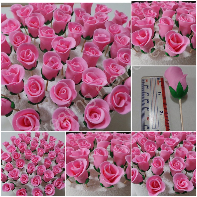 FONDANT ROSES 12 BUDS. Edible pretty roses with stems. Perfect Etsy