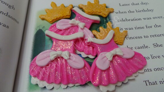 Edible cupcake or cake decorations for your Princess party FONDANT Princess dresses Set Perfect for that special birthday