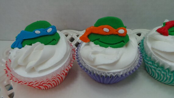 Fondant Turtle Cupcake Toppers Or Cake Decorations Edible Etsy