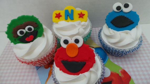 Fondant Sesame Street Cupcake Toppers Or Cake Decorations Etsy