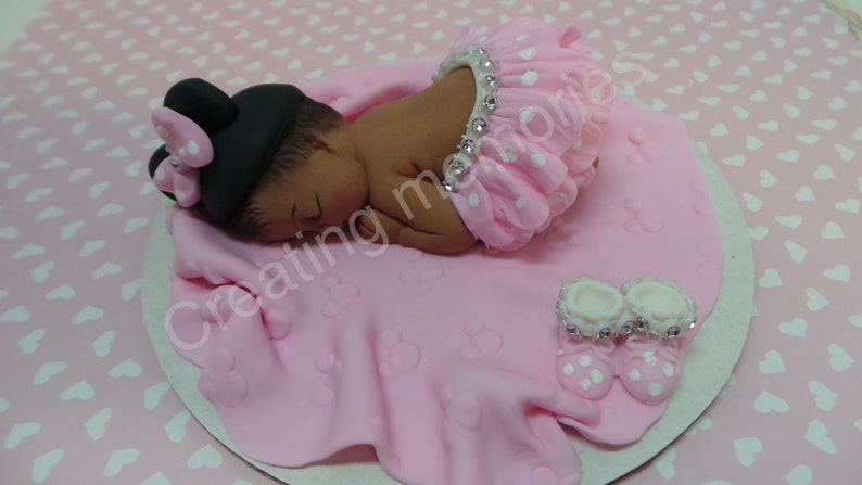 Fondant Baby With A Little Bling Cake Topper For Shower Cakes Birthdays Lays On Blanket You Choose The Colors