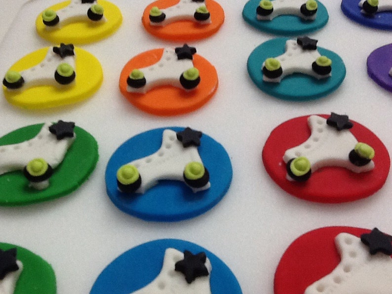 Edible Circle ROLLER SKATE TOPPERS fondant paint Circle Etsy