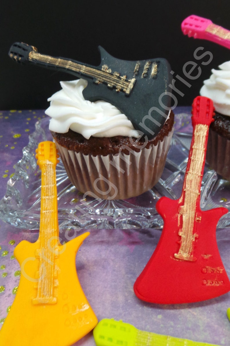 FONDANT GUITARS Cupcake Toppers or cake decorations. Edible Etsy