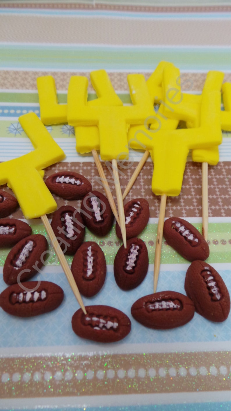 24 EDIBLE FOOTBALL TOPPERS fondant football for cupcakes Etsy