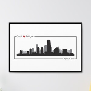 Outlined Custom Skyline Wedding Guest Book Alternative, Signature Wedding Guestbook, Bridal Shower Gift, Anniversary Gift, Wedding canvas