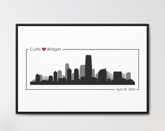 Outlined Custom Skyline Wedding Guest Book Alternative, Signature Wedding Guestbook, Bridal Shower Gift, Anniversary Gift, Wedding canvas
