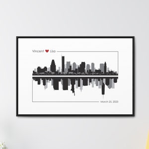 Outlined Dual City Skyline Wedding Guest Book Alternative, Wedding Guestbook, Bridal Shower Gift, Anniversary Gift, Wedding Poster Canvas