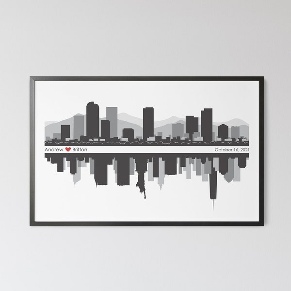 Dual City Skyline Wedding Guest Book Alternative, Signature Wedding Guestbook, Bridal Shower Gift, Anniversary Gift, Wedding Art Poster