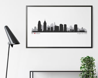 Philadelphia City Skyline Wedding Guest Book Alternative, Signature Wedding Guestbook, Anniversary Gift, Wedding Art Poster