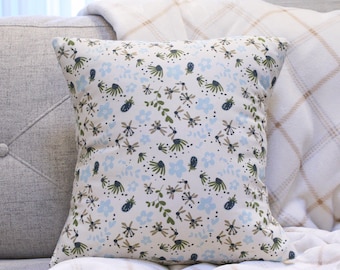 Handmade Decorative Floral Throw Pillow- Cotton Fabric Beige New Play Print
