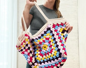 Crocheted Granny Square Bag - Handmade