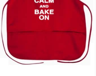 Keep Calm and Bake On With Gingerbread 2 pocket 24" Apron