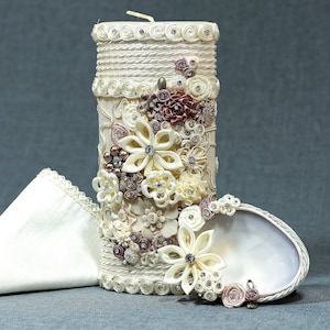 HandMade Christening Candle Set | Baptism candles Burbvus Model # 14 | Christening Gift | Baptism Gift| Vela Bautizo  | Candle Set Baptism