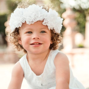 Baby-Mädchen Coronet 001 &quot;Spanien&quot; Elfenbein oder weiß, Mädchen Stirnband, Baby-Stirnbänder, Taufe Coronet, Neugeborene Stirnbänder, Mädchen Diadem