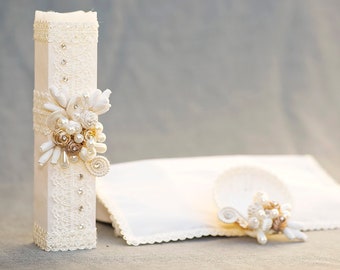 HandMade Christening Candle Set | Baptism candles Burbvus Model # 12 | Christening Gift | Baptism Gift| Vela Bautizo  | Candle Set Baptism