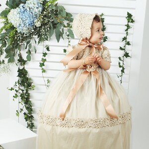Ropon para bautizo de niña bordado a mano G024, vestido para bautizo, Extra Largo. Diseño unico, ropon español para niña, 100% seda