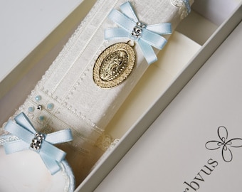 Blue Christening Candle Set | Baptism candles Burbvus Model # 37 | Christening Gift | Baptism Gift| Vela Bautizo  | Candle Set Baptism