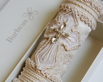 HandMade Christening Candle Set | Baptism candles Burbvus Model # 38 | Baptism Gift
