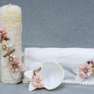 HandMade Christening Candle Set | Baptism candles Burbvus Model # 29 | Baptism Gift
