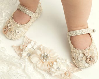 Embroidered Tulle Baby Shoes – Christening Booties