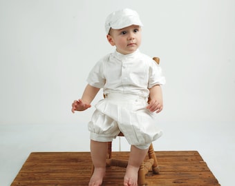 Handmade Silk Baby Boy Christening Outfit B020 | Peaky Blinders Style, Includes Hat