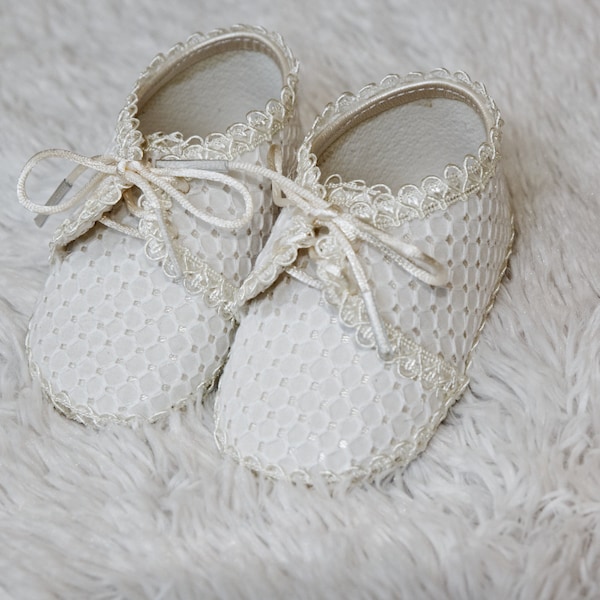 Baptism or Christening Shoes - Baby and Toddler - Model B030 Burbvus - Baby Boy Christening Shoes - Baptism Footwear - White or Ivory Shoes