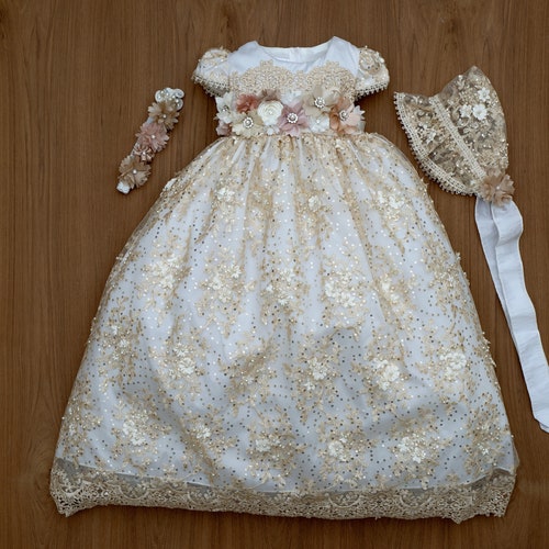 Burbvus Christening Gown Girl Baby Lace Gown - Etsy