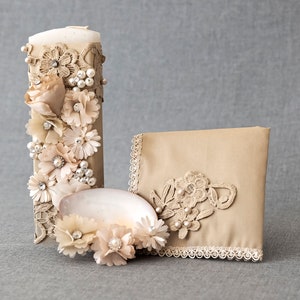 HandMade Christening Candle Set | Baptism candles Burbvus Model # 24 | christening gift | Baptism Set | Vela Bautizo  | Candle Set Baptism