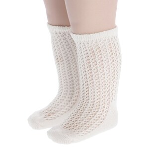 Boys White and Ivory Knee Sock, Baptism or Christening Stockings 001 White