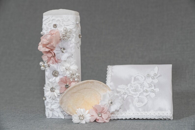 Handmade Christening Candle Set Baptism Candles Burbvus Etsy