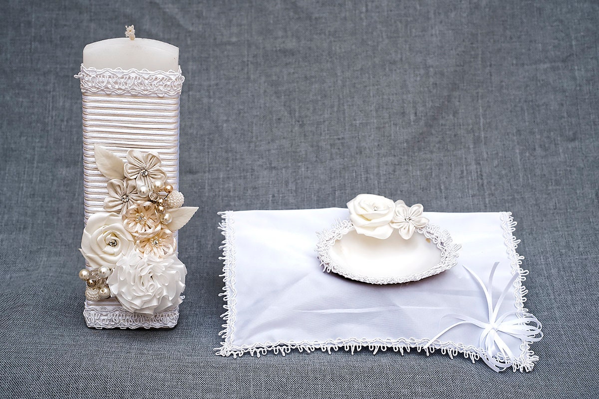Handmade Christening Candle Set Baptism Candles Burbvus Etsy Canada