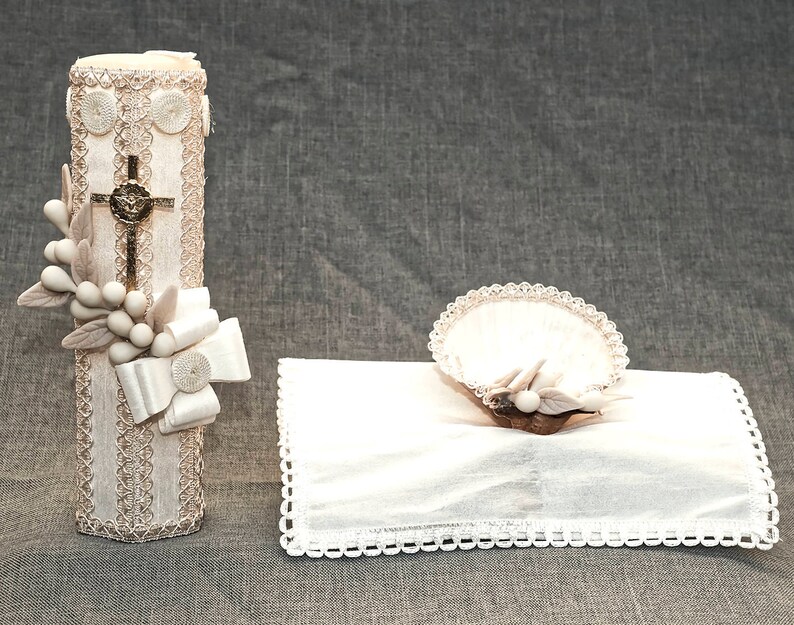 Hexagonal HandMade Christening Candle Set Baptism Candle Etsy