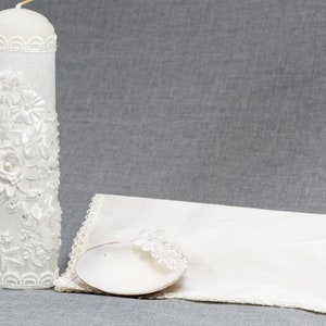 HandMade Christening Candle Set | Baptism candles Burbvus Model # 35 | Baptism Gift