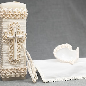 Conjunto de velas de batismo feito à mão | Velas de batismo Burbvus Modelo # 13 | presente de batismo | Conjunto de batismo | Vela Bautizo | Conjunto de velas de batismo