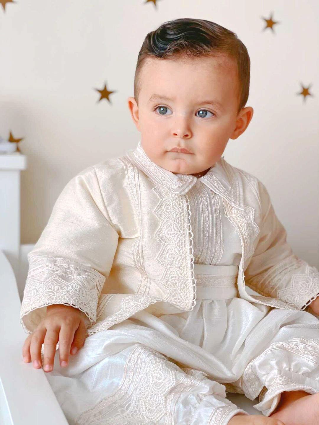 Traje Para Bautizo De Nino Modelo B021 Burbvus Outfit Para Bautismo 100 Seda Hecho a Mano Incluye Gorrita Etsy Espana